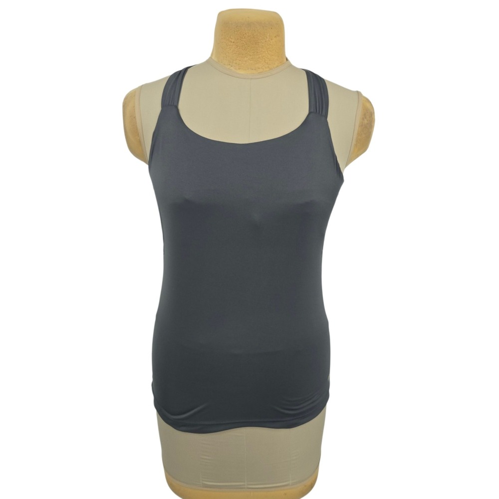 Mountain Hardwear Tank Top Womens Large Gray Strappy Shelf Bra Activewear Hiking